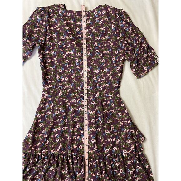 Mi Ami Penelope Floral Ruffles Mini Spring Dress Purple Green Blue Small - Picture 9 of 9